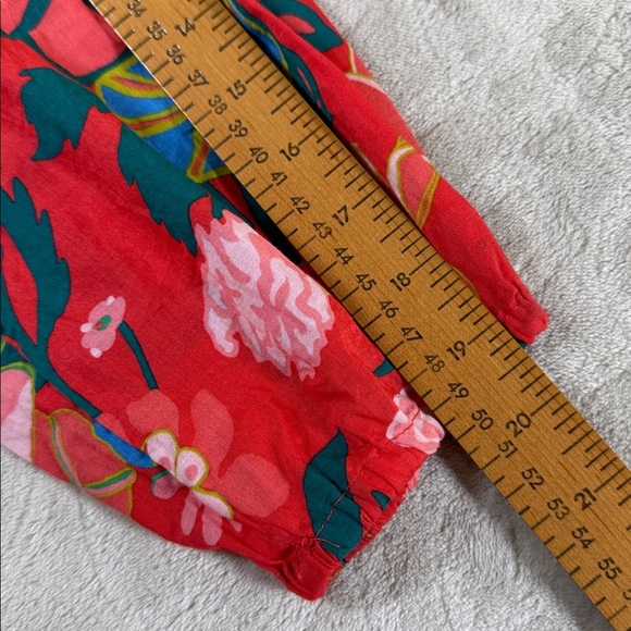 J Crew Floral Cotton Swing Dress Red Boho Tiered Womens M Resort Vacation Chic - Picture 11 of 14